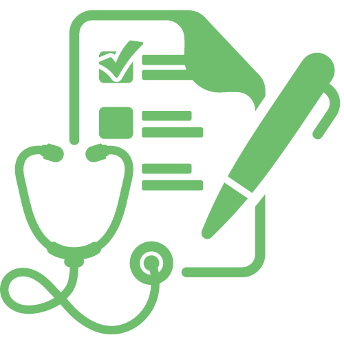 Form with stethoscope – symbol for medical certificates