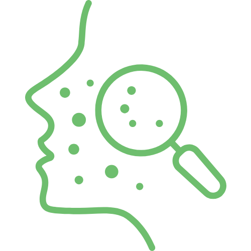 Skin with magnifying glass – symbol for skin cancer prevention and screening
